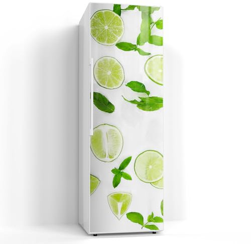 DEQORI Magnetfolie für Kühlschrank 60x180 cm | Motiv Limettenfrische | dekorative Magnetmatte Gefrierschrank Schutz | Magnet Deko-Folie selbstklebend, magnetisch & beschreibbar