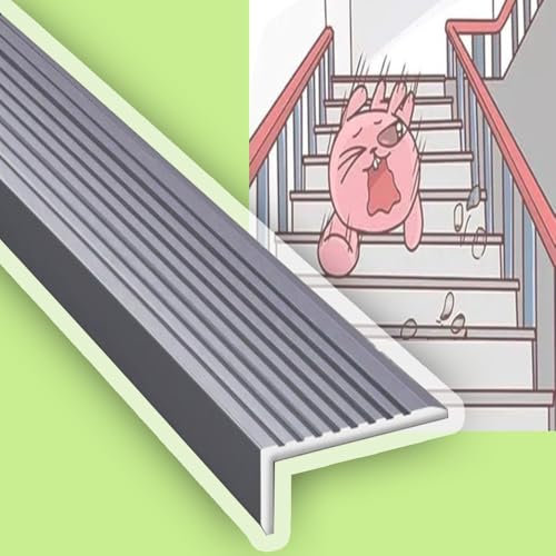 QSPNVFB Treppenkantenprofil rutschfeste, Metall Kantenschutzprofil, L-Profil Selbstklebend Boden Stufen Kantenleiste Für Außen Innenbereich Wasserdicht(Grey,3p x W 5cm)