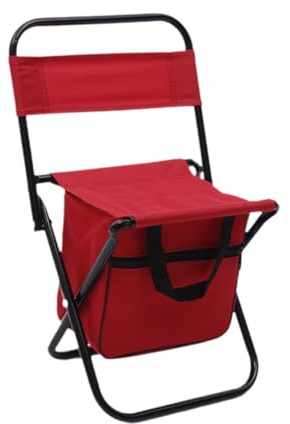 Sharplace Klappbarer Campingstuhl, Kühltasche, Outdoor-Rückenlehnenhocker, Faltbarer tragbarer Angelstuhl, Klapphocker für Reisen, Terrasse, Wandern, Rot