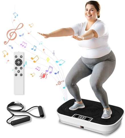 AXEFIT Pedana vibrante per esercizi con musica Bluetooth e capacità di 181,4 kg, per drenaggio linfatico e perdita di peso, con 99 livelli di velocità, piastra vibrante per tutto il corpo per il