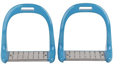 Vvikizy 1 Paar Reitsteigbügel, Aluminiumsattel, Reitsteigbügel aus Rostfreiem Stahl mit Rutschfester Unterlage, Reitsport-Aluminiumsattel mit Lackierung, 120 X 36 Mm/4,7 X 1,4 Zoll (Blau)