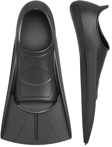 HSTWODE 1 Paar Kurze Trainingsflossen für Schwimmen | Komfortable Silikon Schwimmflossen | Kurzflossen | Taucherflossen | Unisex Flossen für Erwachsene (Schwarz L)