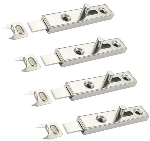 Silkwish 4 chiavistelli per mobili piccoli in metallo – 70 mm per mobili con angolo di chiusura – Chiavistello per porte – Chiavistello per armadio