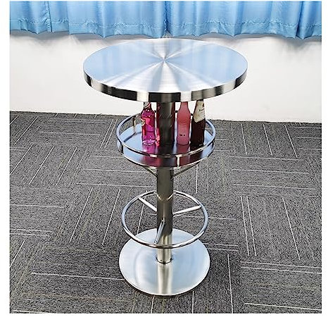 ATREDESES Bar Table Stainless Steel Bar Bar Stool Bar Scattered Table Against The Wall Bar Table With Wine Rack Bar Table Counter Height Table(B)