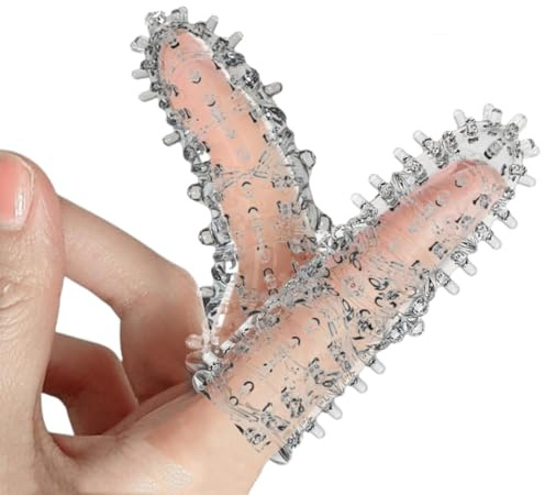 2 piezas Fundas para Dedos punto G, mangas suaves para masaje de dedos, Fricción Mayor Manguitos para el Dedo Erótico, Fáciles de Llevar Juguetes Eróticos para Parejas, Regalo Ideal (Transparente)