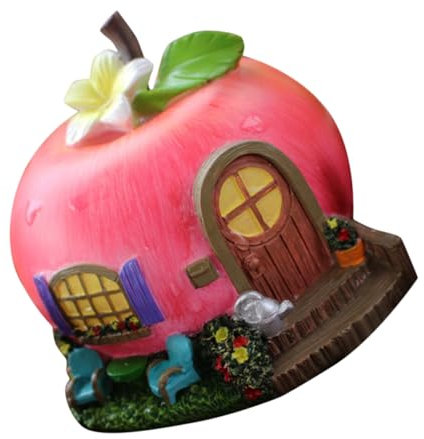 ibasenice Casa De Hadas De Decorativa Forma De Manzana para Jardín y Patio Adorno De Paisaje Decoración De Casa Miniatura