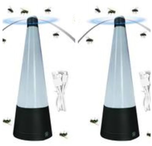 2 Piezas Abanicos para Moscas para Mesas, Ventilador Repelente De Moscas Mesa para Interiores, Recargable Vo-lador, Ventilador De Mosca De Mesa con Luz LED, Comida para Acampar, Picnic