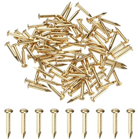 M METERXITY 100-Pack Small Tiny Nails, 2mm x 15mm Brass Precision MIni Nails Hardware Round Head for Wooden/DIY Crafts Decorative/Household Accessories/Picture Hanging