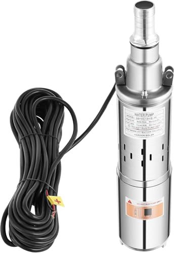 Deep Well Submersible Pump, 12V Waterproof Stainless Steel Water Pump, 40Hz, 2850RPM, 66 Ft Head with 56 Ft Electric Cord
