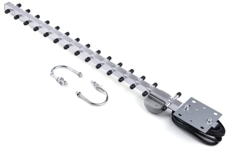 WSOLDMA Antena Exterior 4G LTE de 10-12 dBi, 698-2700 MHz, 1710-2700 MHz, Compatible con módem/enrutador 4G/3G/2G, Conector SMA Macho Doble, Cable de 5 m.