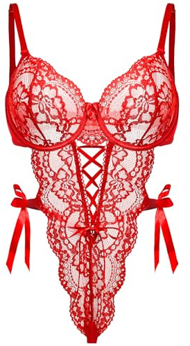 EVELIFE Set di Lingerie Sexy da Donna Unwrap Me con Papillon Lingerie in Pizzo Liscio Nastro Lingerie per Donna San Valentino Outfit