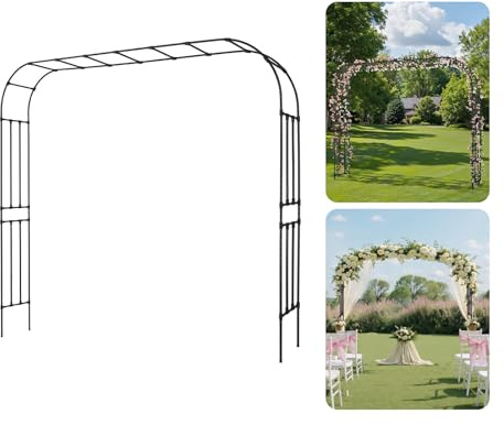 VEVOR Arche de Jardin, 240x320x40 cm, Arche de Mariage en Métal, avec Tubes en Acier Galvanisé, Support Robuste pour Plantes Grimpantes et Roses, Jardins, Pelouses, Décorations de Fêtes, d'Événements