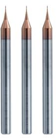 Hwaynct 3PCS HRC60 2 Flutes Micro Carbide Flat End Mill 0.4mm Cutting Dia × 4mm Shank × 50mm OAL – Precision CNC Router Bit for Metal, PCB, Plastic, and Mold Milling
