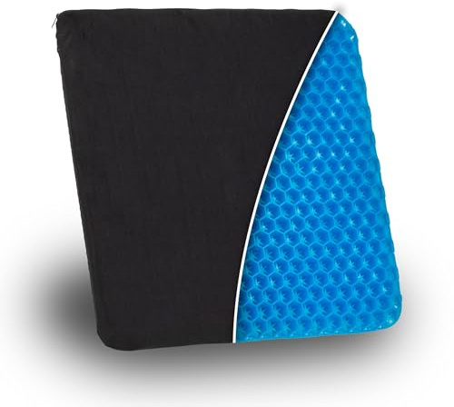 Mind Reader Seat Cushion with Gel Core, Ergonomic Pressure Relief for Tailbone, Hip, Coccyx & Sciatica Pain, Office, Car, Wheelchair, Black