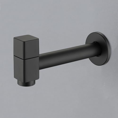 BiaoTeng Wandmontierter Wasserhahn Kaltwasser Armatur Wandmontage Gartenwasserhahn 1/2 Zoll Messing Wasserhahn Bad Kaltwasser Wand Schwarz