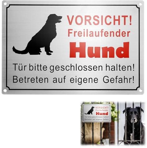 SHYSBV Vorsicht Hund Schild 30x20 cm - Selbstklebende Warnschilder für Innen & Außen mit robuster Wetterschutz-Beschichtung