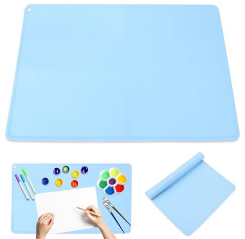 Feirdhoo Malunterlage für Kinder Groß 60x40cm, Bastelunterlage, Knetunterlage Kinder, Wiederverwendbare Silikonmatte, Mehrzweck Antihafte Rutschfeste Malunterlage Schule für Basteln, Malen