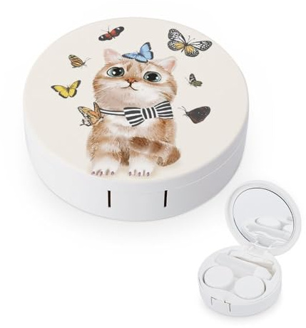 fkgvwo Contact Lens Case Cat Butterfly Contact Lens Holder Box Container Soak Storage Kit