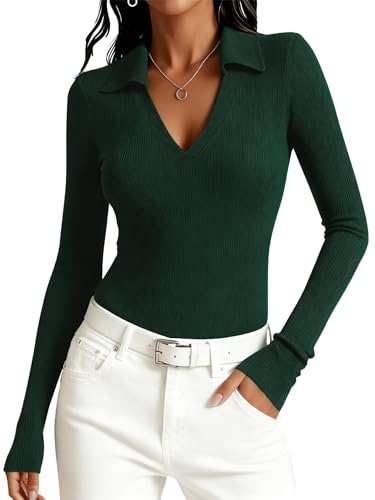 Dressmine White Shirts for Women Long Sleeve Going Out Tops Gym Shirts Slim Fitted Casual Basic Spring Blouse Size 10