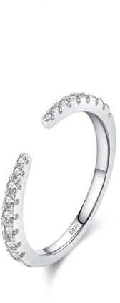 Ayoiow Damen Ringe Elegant Sterlingsilber mit Zirkonia, Eternity Offener 925 Sterling Silber Ehering Damen, 49 (15.6)-60 (19.1), Geeignet für Jahrestag