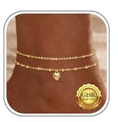 Nelytiya Fussketten Für Frauen Doppelte Herz Gold Fußkettchen Für Damen Verstellbares Zierlich Fußkette Wasserfest Strand Fußschmuck