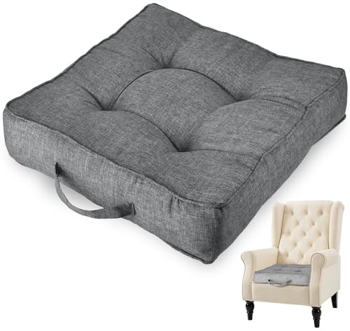Emma Barclay Booster Cushion for Armchair & Dining Chair Large Firm Seat Cushion 50x50cm 10cm Thick Supportive Cushion for Elderly Post-Operative Recovery & Pregnancy Luxury Seat Pad (Charcoal)
