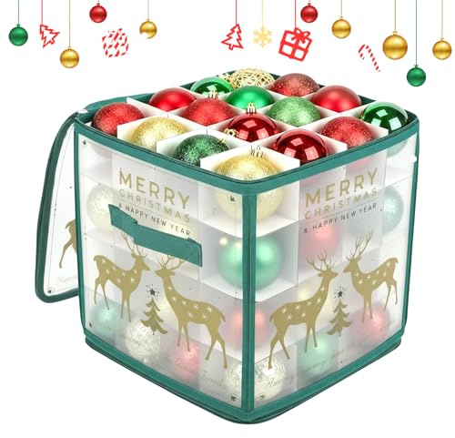 Scatola Porta Palline Di Natale Regolabile, Contenitore Palline Di Natale Verde, Scatola PlasticasPorta Addobbi Natalizi, Contenitore Impermeabile Con 64 Scomparti – Appartamento, Hotel, Fattoria