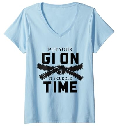 Femme Jiu Jitsu Mettez Votre Gi on It's Cuddle Time BJJ T-Shirt avec Col en V