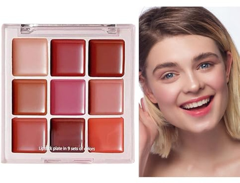 Palette di Colori per Labbra Idratante A Lunga Tenuta Non Appiccicoso | 9 Colori Lucidalabbra Per Donna Per Trucco Da Festa, Occasioni Speciali, Adolescenti, Ragazze, Set Di Trucco