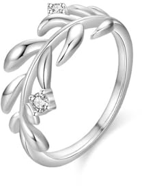 Tolldek Weißgold Au 375/585/750 Eheringe, Klassiker Blatt Freundschaftsringe mit Diamant Echt Gold, 9K/14K/18K Weiß Gold Hochzeitsring, Gr.47-65