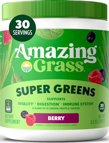 Amazing Grass Super Greens Powder Berry, 30 Servings, 8.5 oz