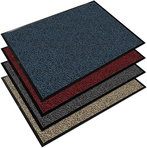 Floordirekt EVEREST Schmutzfangmatte Sky - Testsieger - Fußmatte, Türmatte Fußabstreifer Rutschfester Teppich für Haustür innen und außen in vielen Farben und Größen - blau-schwarz, 120x600 cm