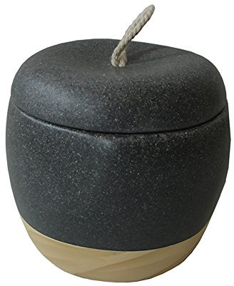 SANIMIX Dekorative Graue Wattedose in Steinoptik - Wattepadspender Wattestäbchen Behälter aus Polyresin Kunststoff - Badserie Granit