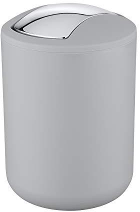 WENKO Kosmetikeimer Brasil Grau S - Kosmetikeimer, absolut bruchsicher Fassungsvermögen: 2 l, Kunststoff (TPE), 14 x 21 x 14 cm, Grau, 21 x 14 x 14 cm