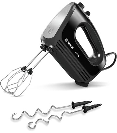 Bosch Hausgeräte Handrührer CleverMixx MFQ2420B, 2 Rührbesen, 2 Edelstahl-Knethaken, spülmaschinengeeignet, 4 Stufen, leicht, leise, 400 W, schwarz