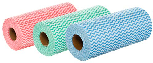 Brandsseller Lot de 3 rouleaux de 150 chiffons de nettoyage - Multicolore/rouge/bleu/vert