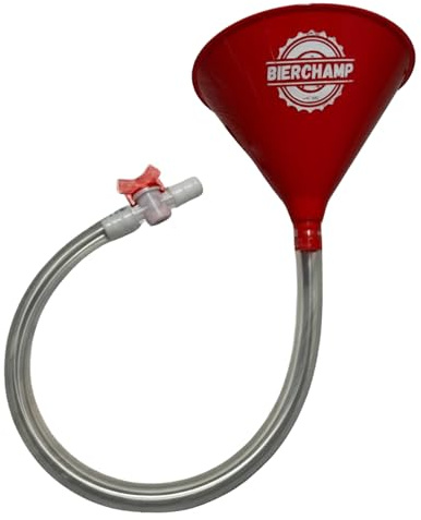 Bierchamp© Biertrichter - Partytrichter - Trichter mit Ventil - Trinktrichter - Biersturz - Trinkspiel (Trichter Rot)