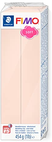 STAEDTLER ofenhärtende Modelliermasse FIMO soft, blass rosa, Großblock 454g, weich und geschmeidig, speziell für Einsteiger und Hobbykünstler, 8021-43