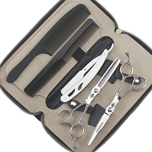 Jieesenyu hochwertige professionelle Friseurschere, 15,2 cm, 440C Stahl, Haarstyling-Werkzeuge, 17 cm, günstige Qualität ist sehr gut (Blumengriff-Set und Rasierer)