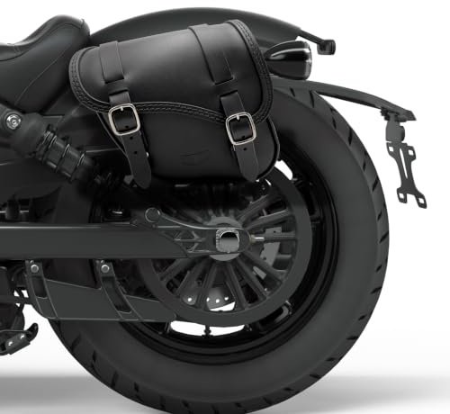 Ledertasche kompatibel mit den Motorrad Modellen Indian Scout Bobber 2018–2024, Scout Rogue, Scout Twenty, Scout Bobber Sixty, hergestellt in Italien von Endscuoio (Schwarz, Linke)