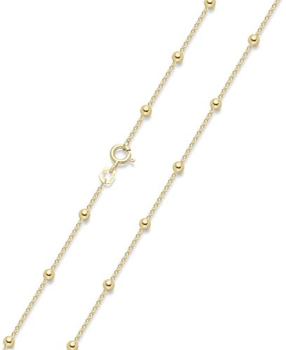 Damen Halskette 1,3mm Gold Kugelkette 925 Silber vergoldet K104 | Filigrane Damenkette Goldkette mit 3mm Kugeln in 40 45 50 55 60 70 cm in Schmuck Verpackung von MATERIA by Matthias Wagner