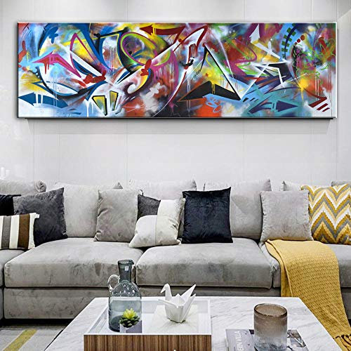 Tela colorata astratta linea arte, stampe dipinti ad olio su tela arte moderna, quadri murali per camera da letto 60x180 cm senza cornice