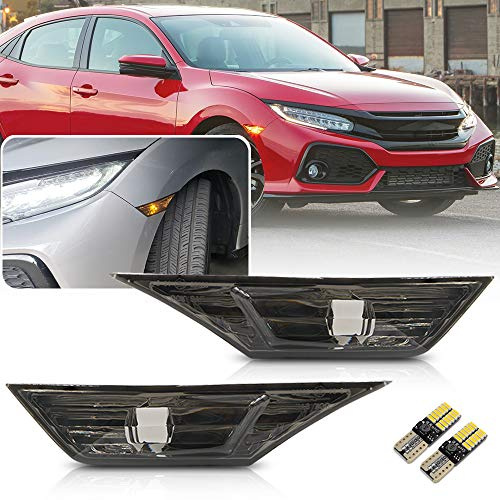 NSLUMO 2 Stück Geräucherte Linse Bernsteinbirne OEM Blinker Vorderseite Markierungsleuchte Glühlampen Für 2016-2020 Hon..da Civic Sedan Coupe Hatchback