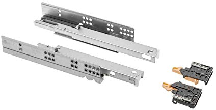 MS Beschläge Unterflurführungen 1 Paar Schubladenauszüge Schubkastenauszug mit Soft Close System Vollauszug 45mm Höhe Schubladenschienen Selbsteinzug (250mm)