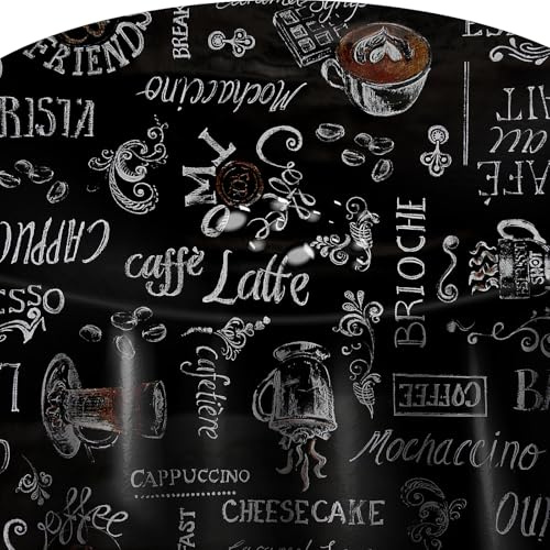 Wachstuch Wachstischdecke Tischdecke Farbe und Größe wählabar Cafe Bar Schwarz Rund 100 cm abwaschbar Gartentischdecke