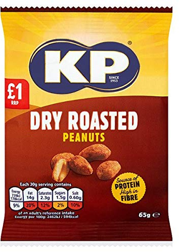 KP Dry Roasted Peanuts 16 x 65g Bags