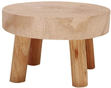 HLTER Mini-Holzhocker, runder Blumenhocker aus Holz, Vintage-Stil, runde Holzmaserung, Blumentopf-Erhöhung, Topfpflanzenregal für drinnen und draußen, Gartendekoration