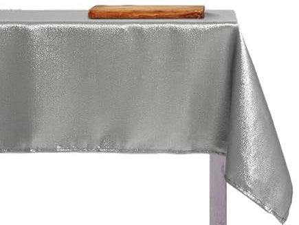INTRECCI Tovaglia Antimacchia Rettangolare o Rotonda Tessuto Brillantini con Lurex più Colori e Misure, Tovaglia Resistente Alle Macchie (6/8 POSTI 140x180 cm, Grigio/Argento)
