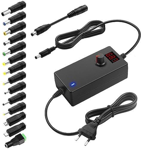 SHNITPWR 36W 3A Universal AC/DC Adapter Schaltnetzteil 3V 5V 8V 9V 10V 12V Netzteil Adapter, mit 14 pcs Netzsteckers, für 3V bis 12V Elektronische Geräte, Bilderrahmen und LED-Streifen - 3000mA Max.