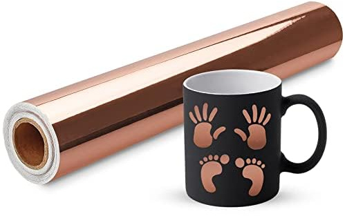 Prime Vinyl Permanente Metallisch Vinylfolie Plotter -30,5cmx305cm- Plotterfolie Roségold Vinyl Rollen, Permanente Selbstklebende Vinylfolie für Schneidemaschine und Anderen Bastelschneidern